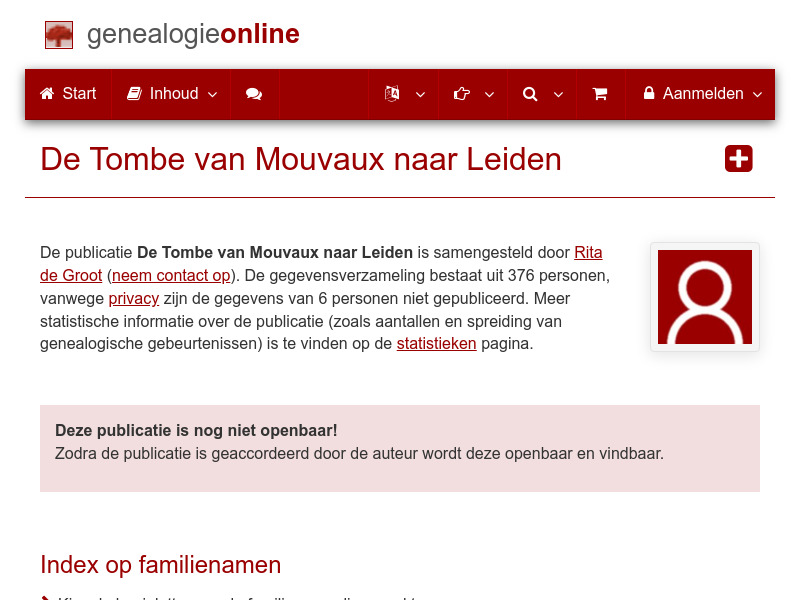 Screenshot van website