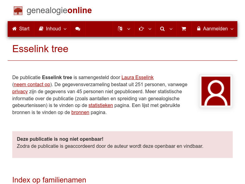Screenshot van website