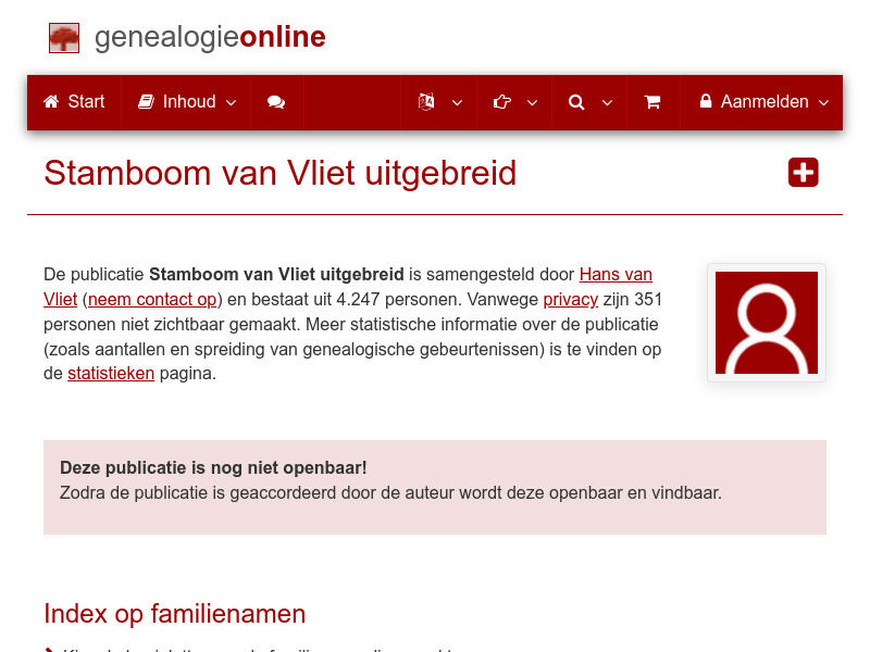Screenshot van website