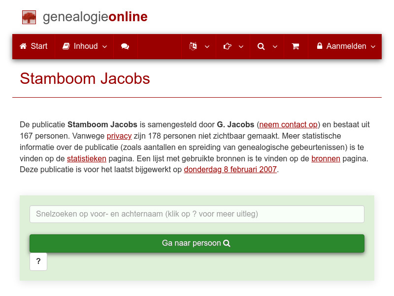 Screenshot van website