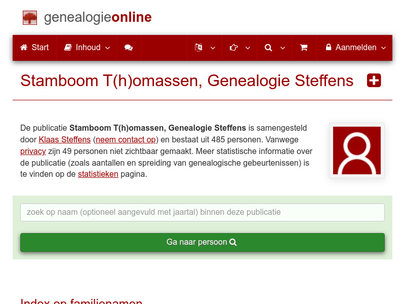 Screenshot van website