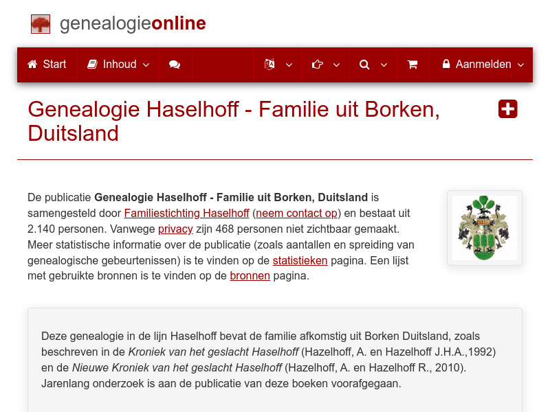 Screenshot van website