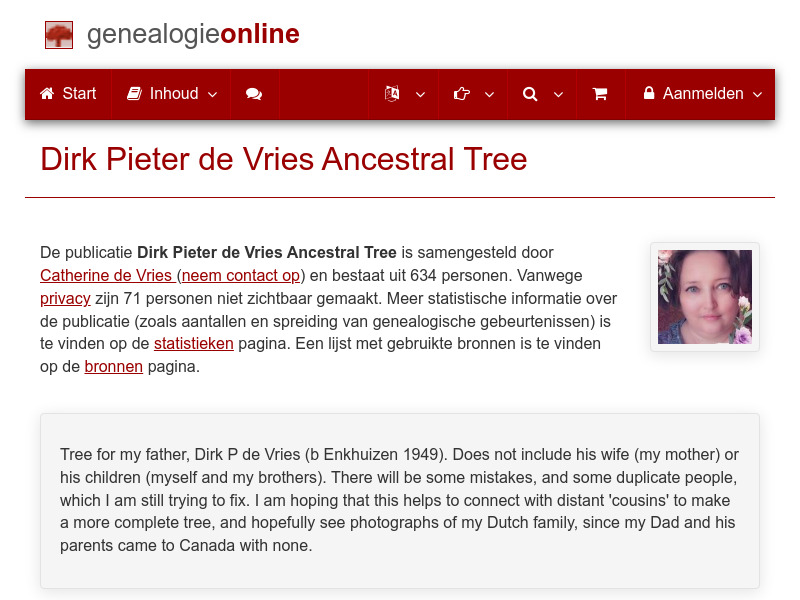 Screenshot van website