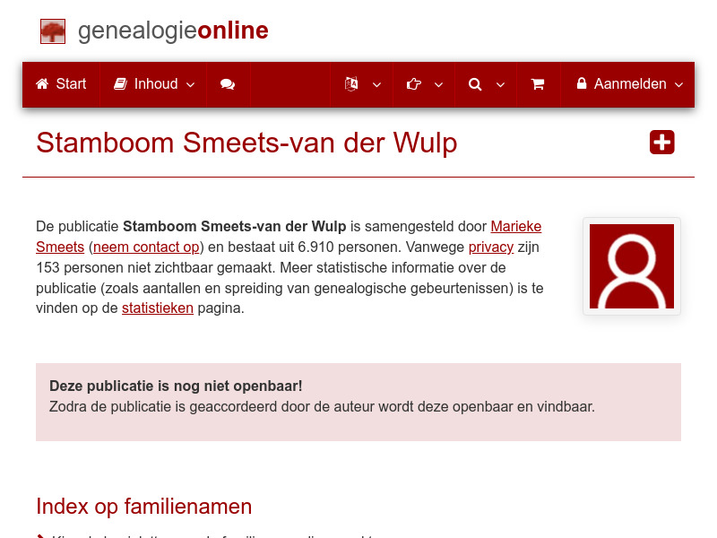 Screenshot van website