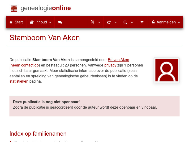Screenshot van website