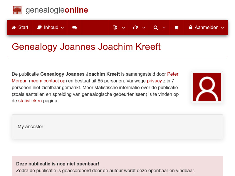 Screenshot van website