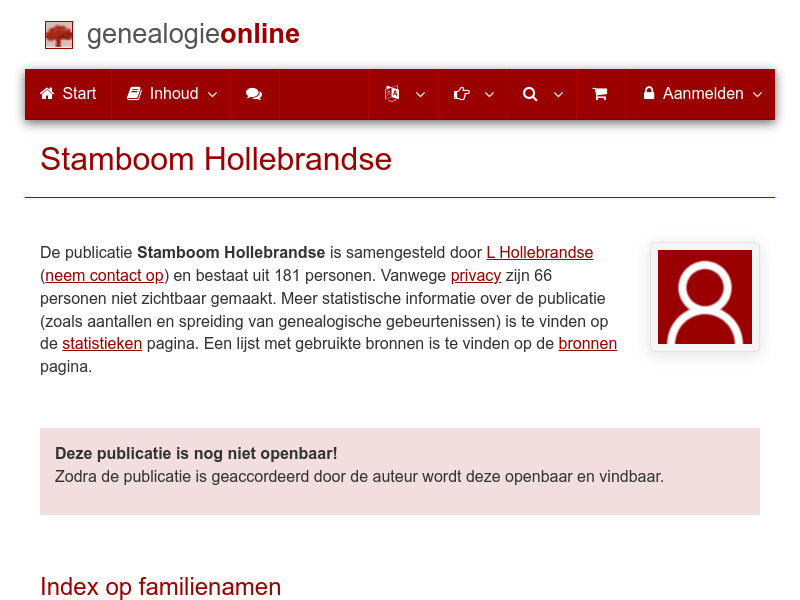 Screenshot van website