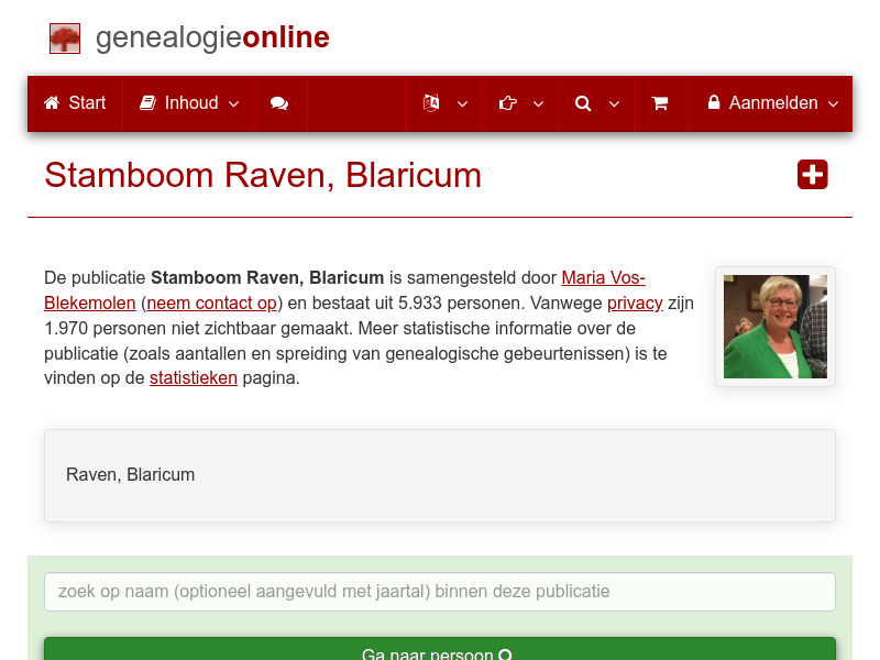 Screenshot van website