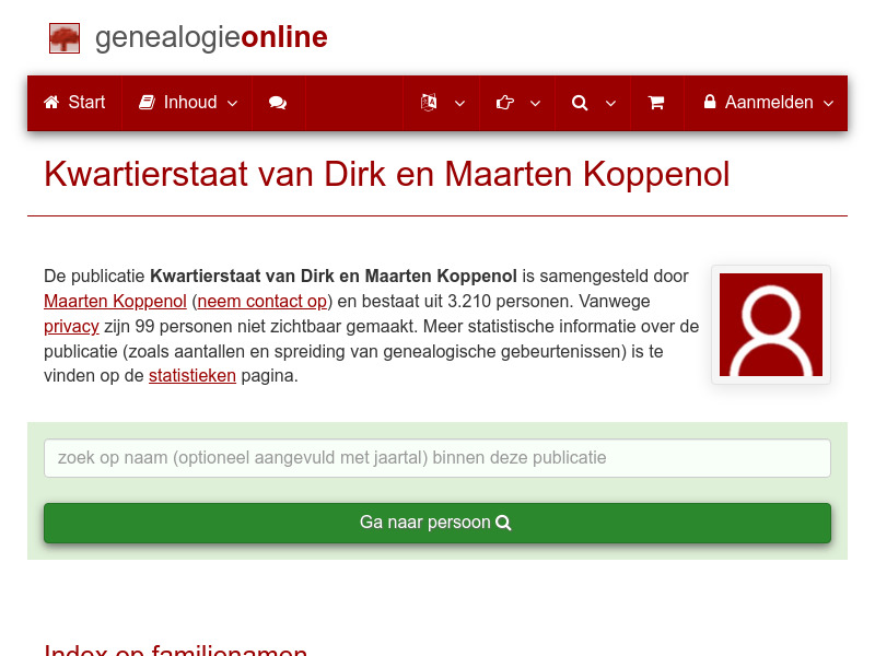 Screenshot van website