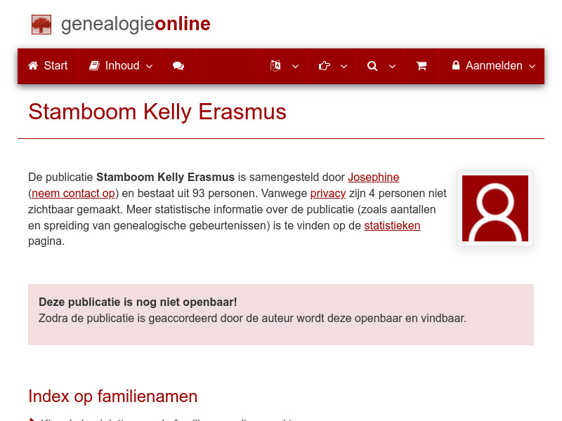 Screenshot van website