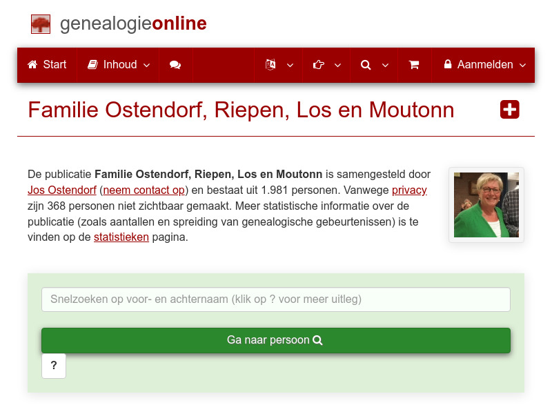 Screenshot van website