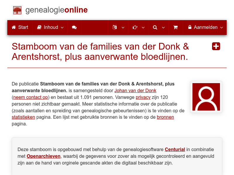 Screenshot van website