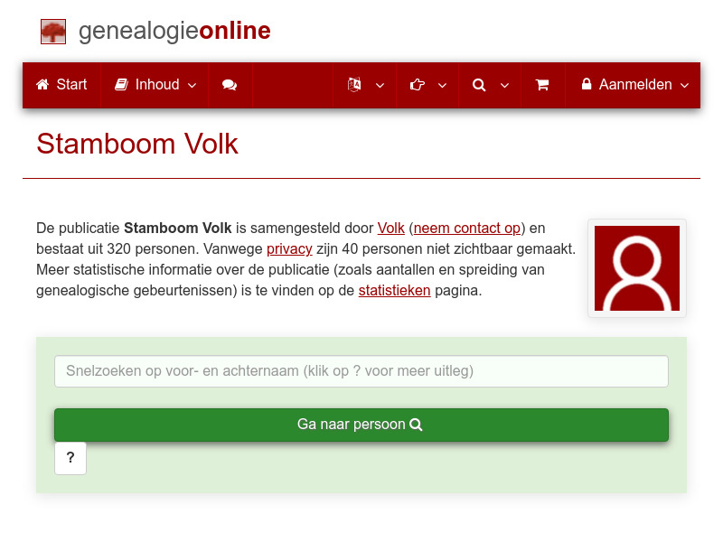 Screenshot van website