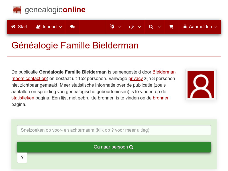 Screenshot van website