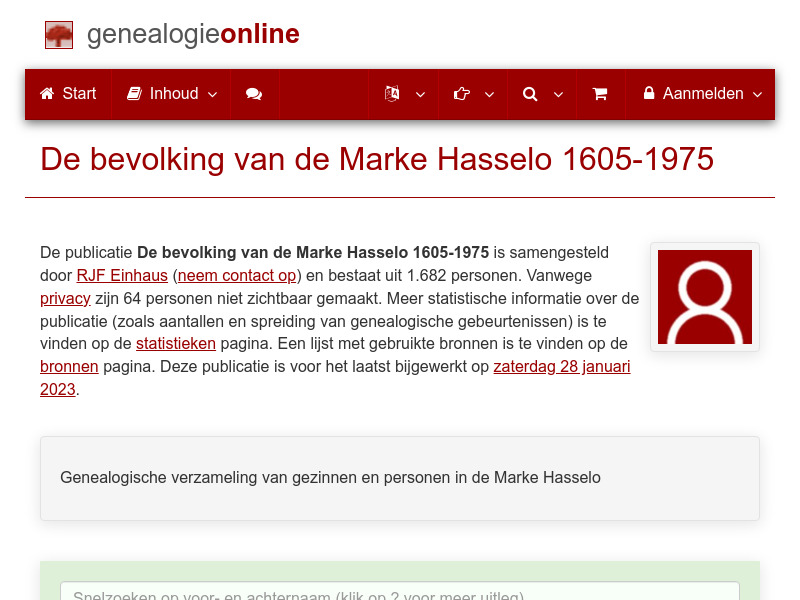 Screenshot van website