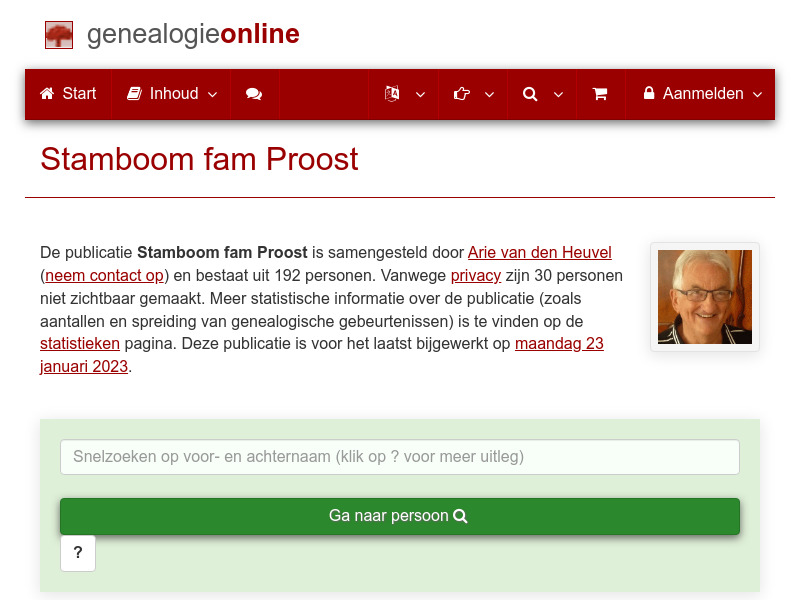 Screenshot van website