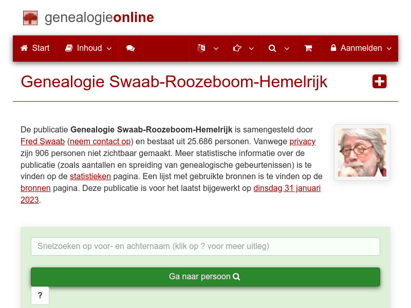 Screenshot van website