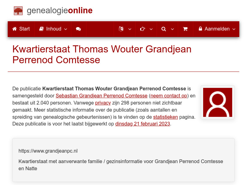 Screenshot van website