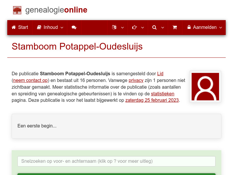 Screenshot van website