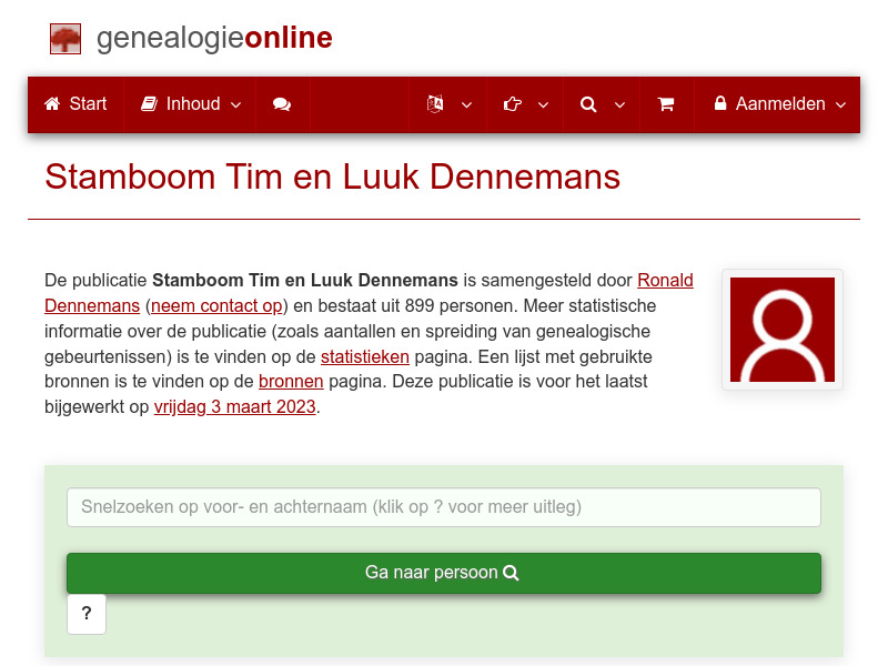 Screenshot van website