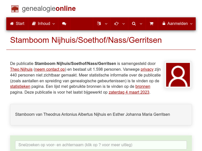 Screenshot van website