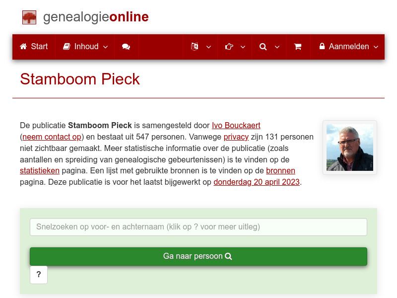 Screenshot van website