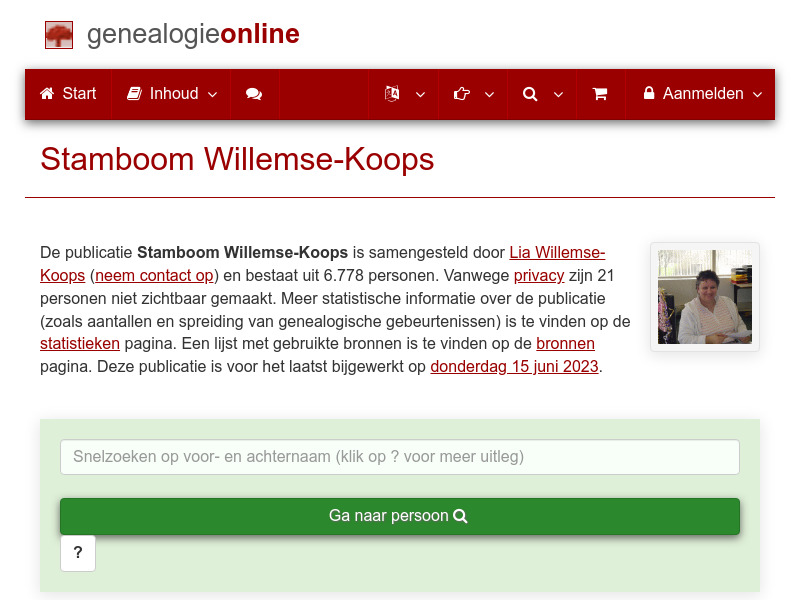 Screenshot van website
