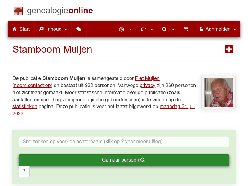 Screenshot van website