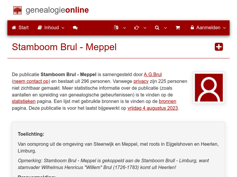 Screenshot van website