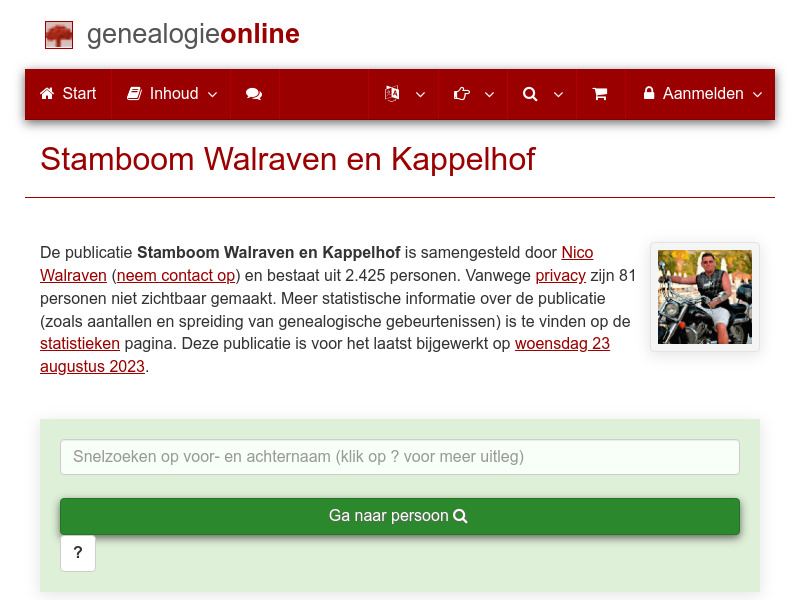 Screenshot van website