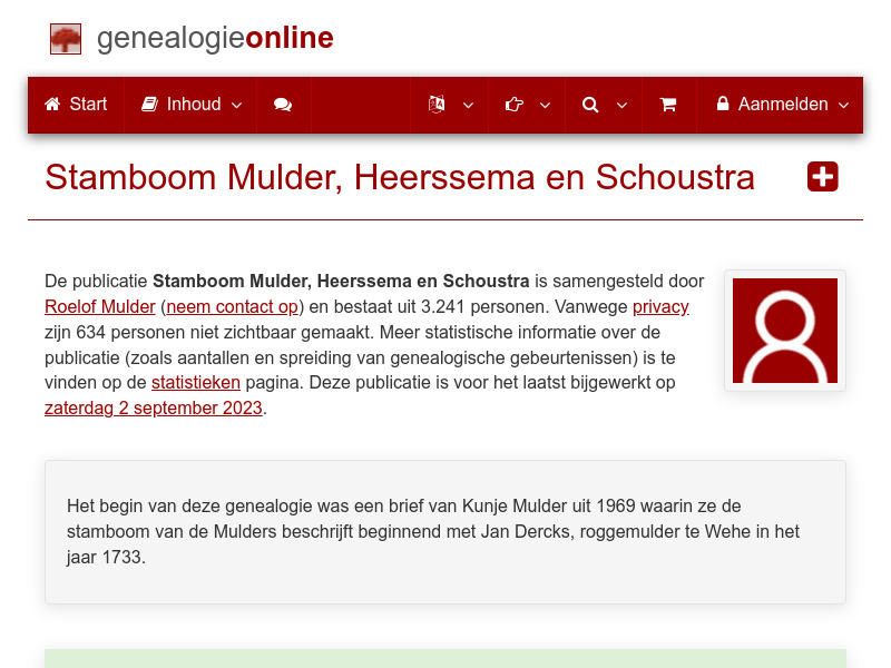 Screenshot van website