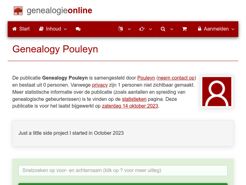 Screenshot van website
