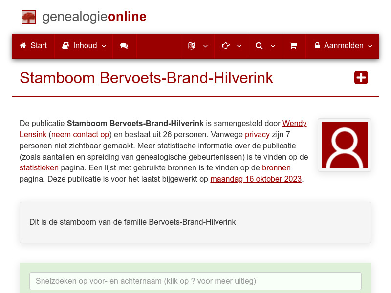 Screenshot van website