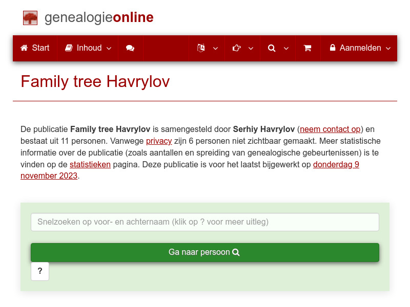 Screenshot van website