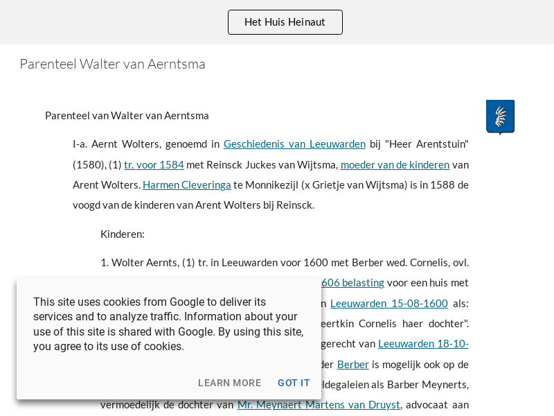 Screenshot van website