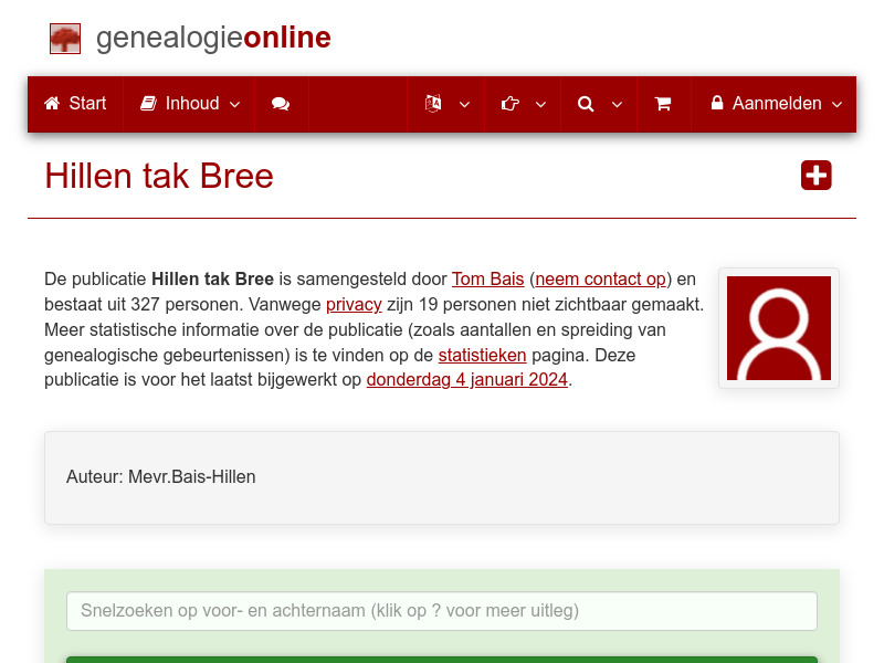 Screenshot van website