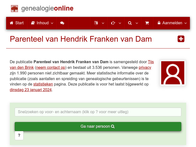 Screenshot van website