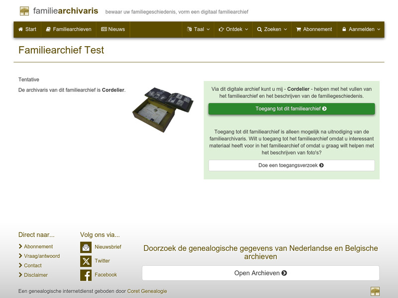 Screenshot van website