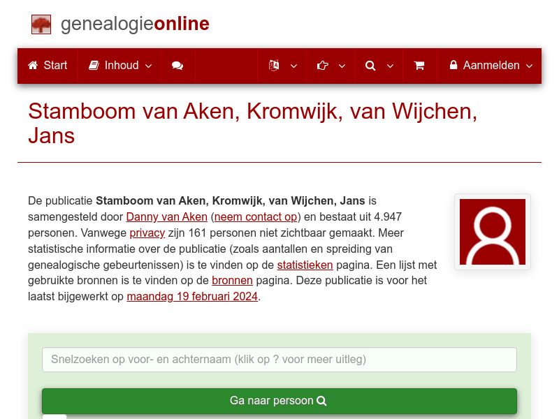 Screenshot van website