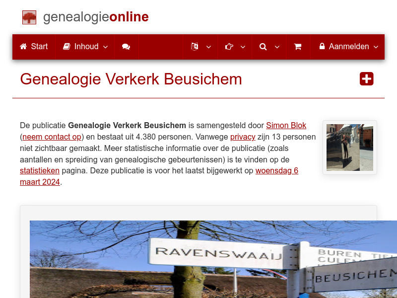 Screenshot van website