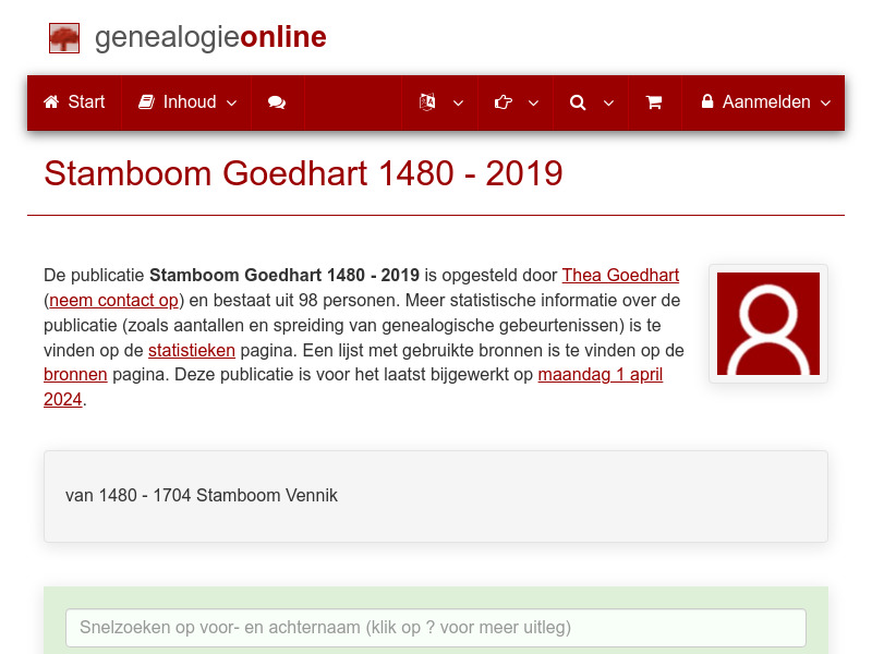 Screenshot van website