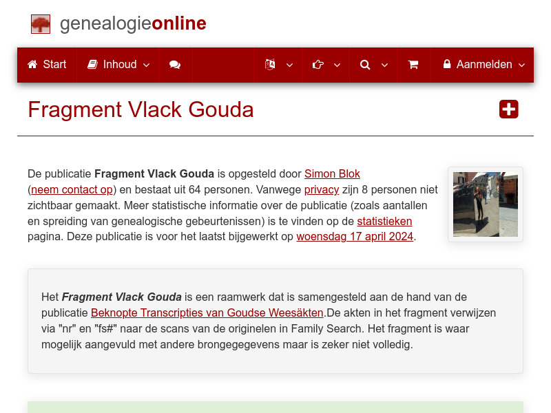 Screenshot van website