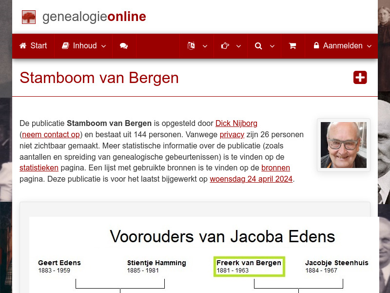 Screenshot van website