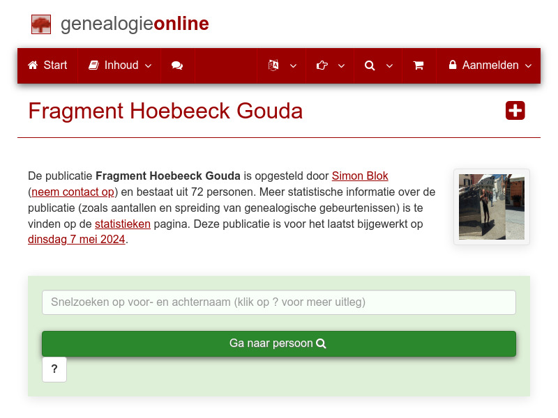 Screenshot van website