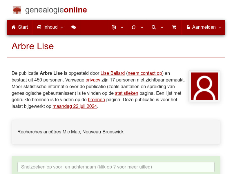 Screenshot van website