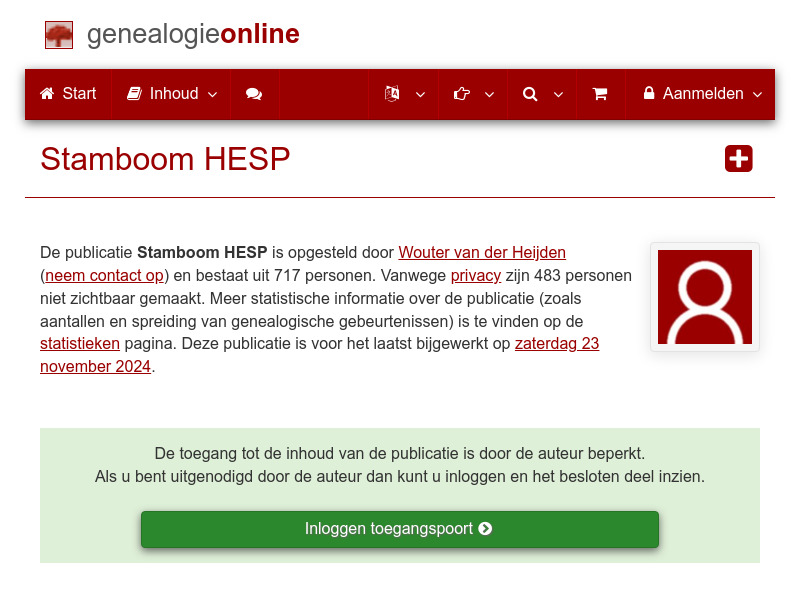 Screenshot van website