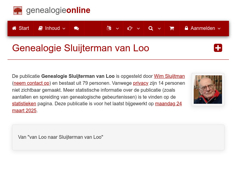 Screenshot van website