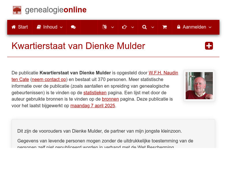 Screenshot van website