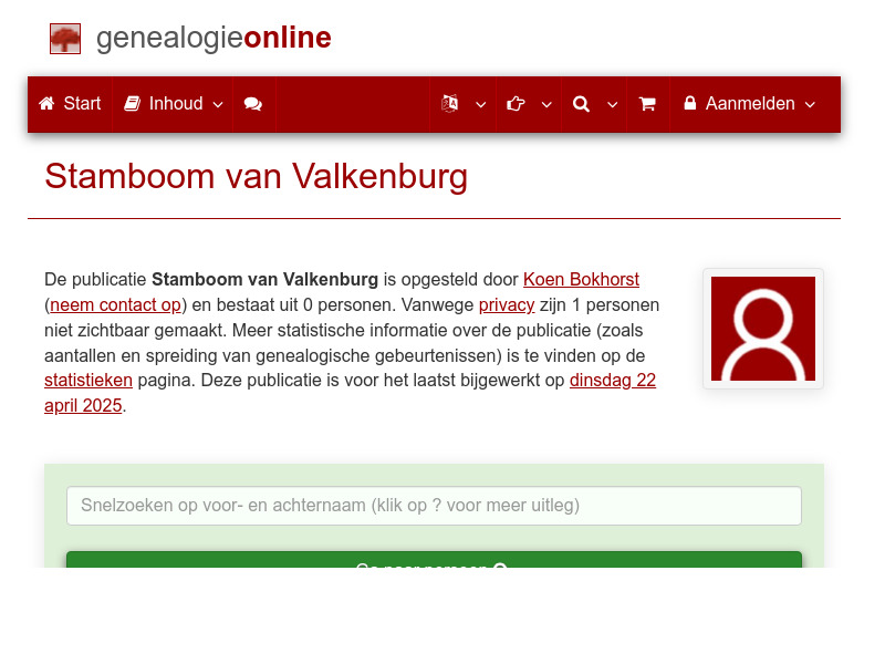 Screenshot van website