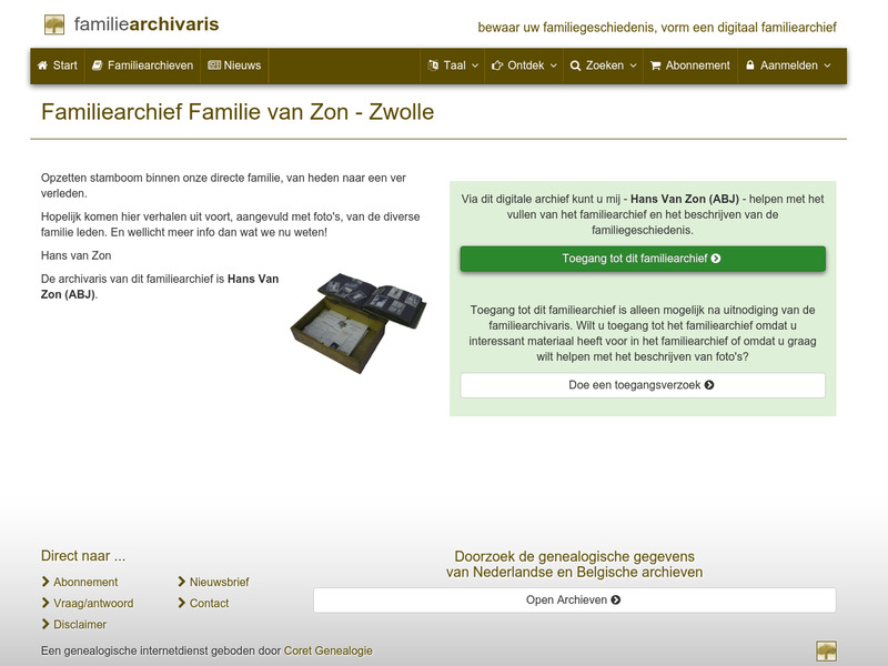 Screenshot van website